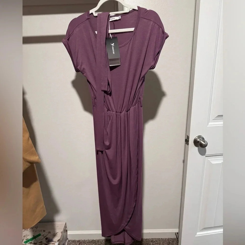 Maxi Faux-Wrap Dress - Purple, S
